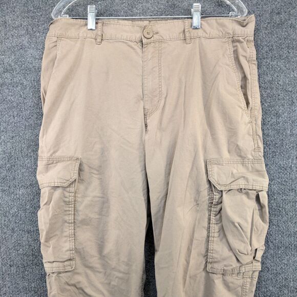 Divided H&M Men's Cargo Pants Tan Size 34 Flat Front Multi-Pocket Tapered Leg - Picture 3 of 12